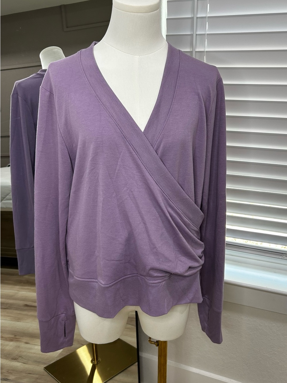 Avia Lavender Wrap-Front Pullover Sweatshirt